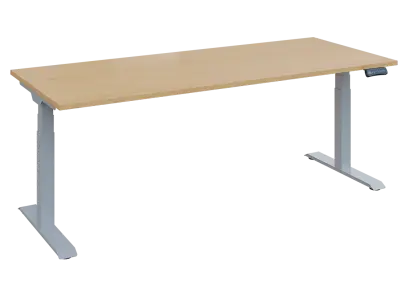 Fleximax 28-20 výškově nastavitelný stůl, kovová podnož stříbrná, deska 25 mm, široký 2000 mm, javor horský